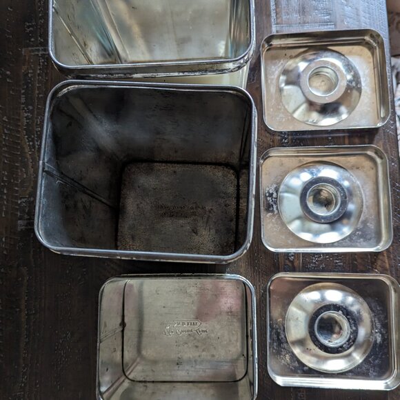 Vintage 1950s Rustic Farmhouse Canister Set of 3 Queen Line by AR Lite MCM - Picture 8 of 13